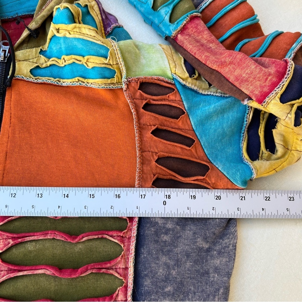 KPC Boho Colorful Patchwork Hooded Jacket Women’s Size Large - Picture 5 of 9